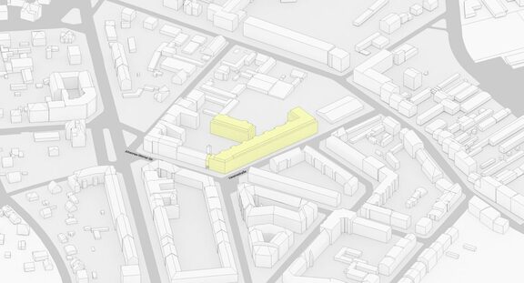 Skizze Baukörper Neubauvorhaben Vereinsstraße