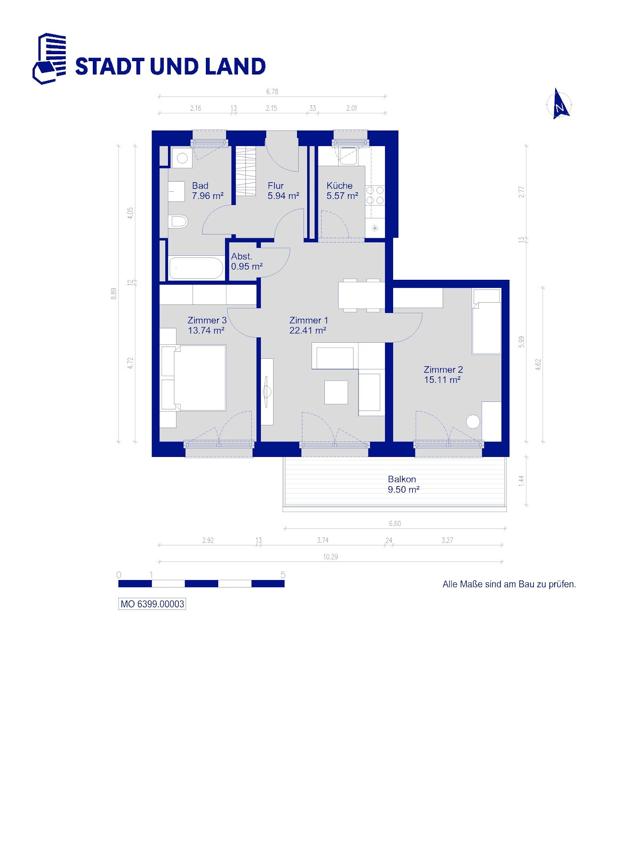 تصویر 3 Zimmer / 76,08 m² – Erstbezug im Neubau in Treptow!