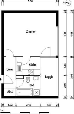 تصویر 1 Zimmer / 40,07 m² – 1. Eigene Wohnung ?