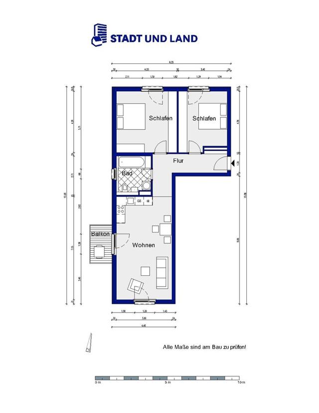 تصویر 3 Zimmer / 76,40 m² – Bruno-Bürgel-Weg 29, 1.OG rechts